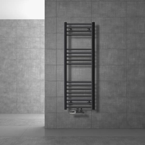Badeværelsesradiator Sahara 300 x 1800 mm antracit lige + centertilslutning