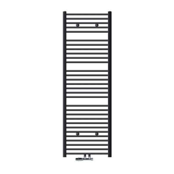 Badrumsradiator Sahara 600x1800 mm antracit rak med centrumanslutning och vägganslutningssats
