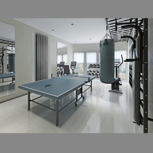Vertikal panelradiator 260x1800 mm antracit med centrumanslutning och LuxeBath golvanslutningssats