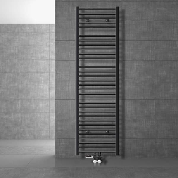 Kylpyhuonepatterin keskiliitäntä 500x1800 mm antrasiitti suora jalkaliitäntäsarjalla LuxeBath