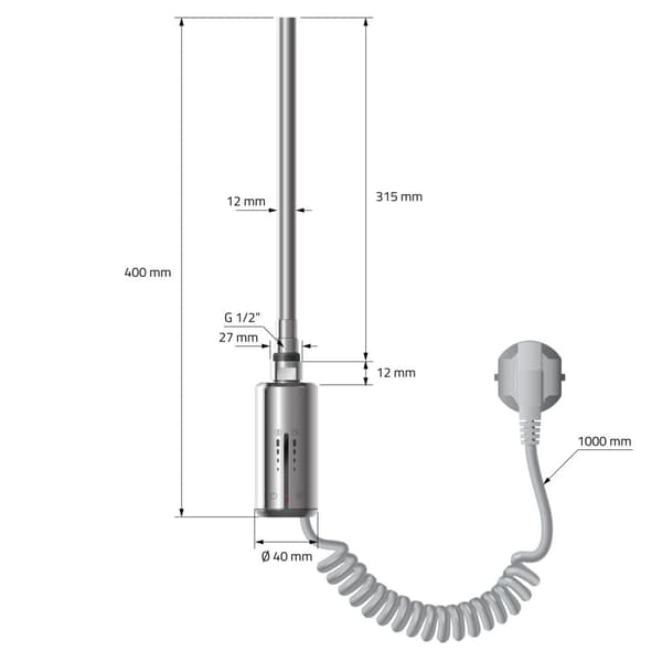 Design badeværelsesradiator Iron EM 500x1000 mm krom LuxeBath
