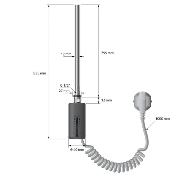 Jernradiator Håndklæderadiator Badeværelsesradiator Antracit 60x140cm Varmeelement 1200W