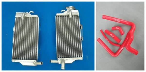 Aluminiumradiator, høj kølekapacitet, holdbar silikoneslange,Rød