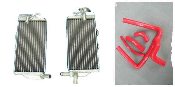 Aluminiumradiator, høj kølekapacitet, holdbar silikoneslange,Rød