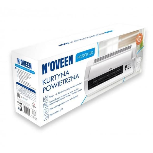 N’OVEEN HC2000 luftridå - 2000W - Timer - Fjärrkontroll - LED-display