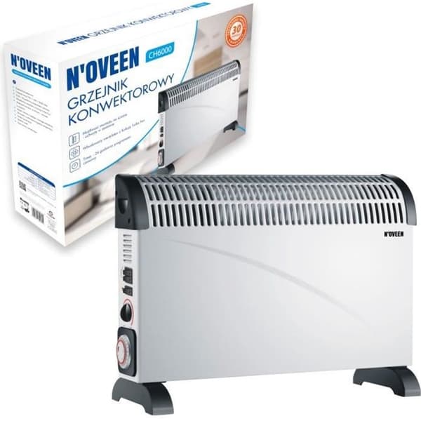Elektrisk konvektorradiator - N'OVEEN - CH6000 - 3 effektnivåer - Turbo Fläkt - 24 timmars timer
