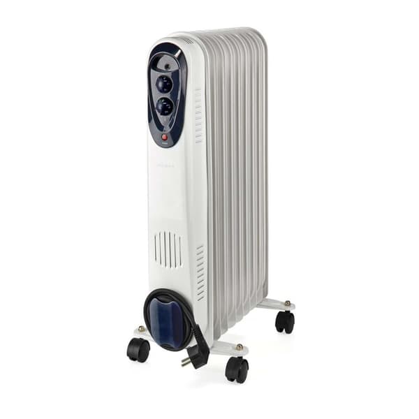 Nedis HTOI30WT9 Mobil oljekylare 800 / 1200 / 2000 W 9 flänsar Justerbar termostat 3 värmeinställningar Fallskydd Vit