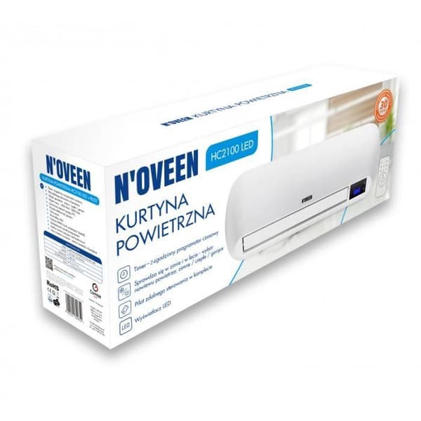 NOVEEN HC2100 luftridå - 2000W - Fjärrkontroll - LED-display