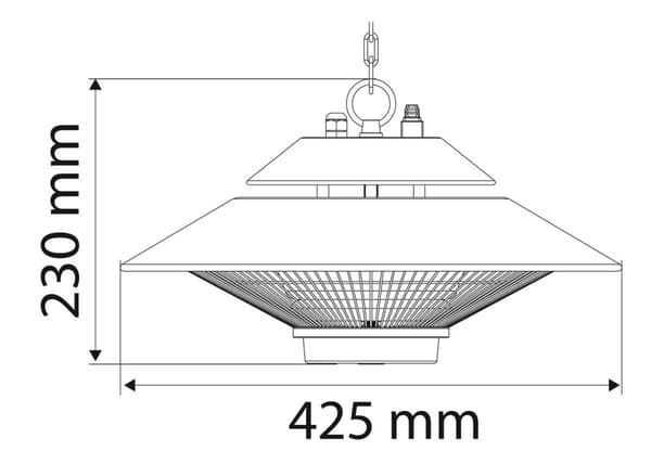 1500W loftvarmer, IP44, fjernbetjening