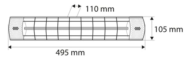 Radiator 2000W, IP55, varmelegeme gylden halogenlampe