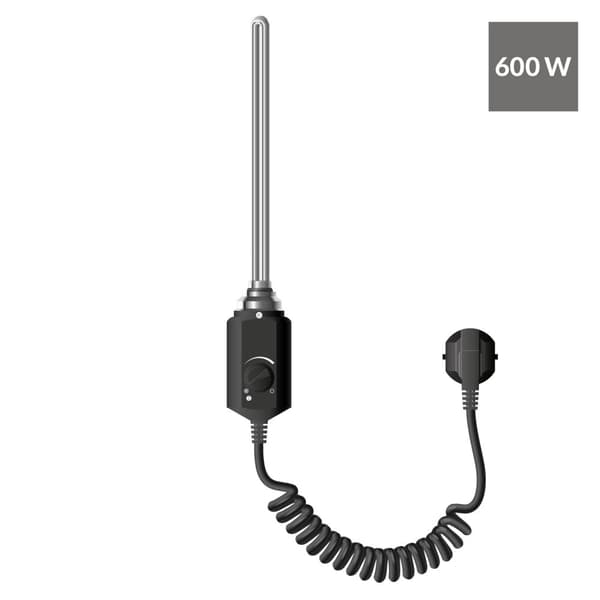 Värmeelement 600W krom med termostat och LCD-skärm ML-design