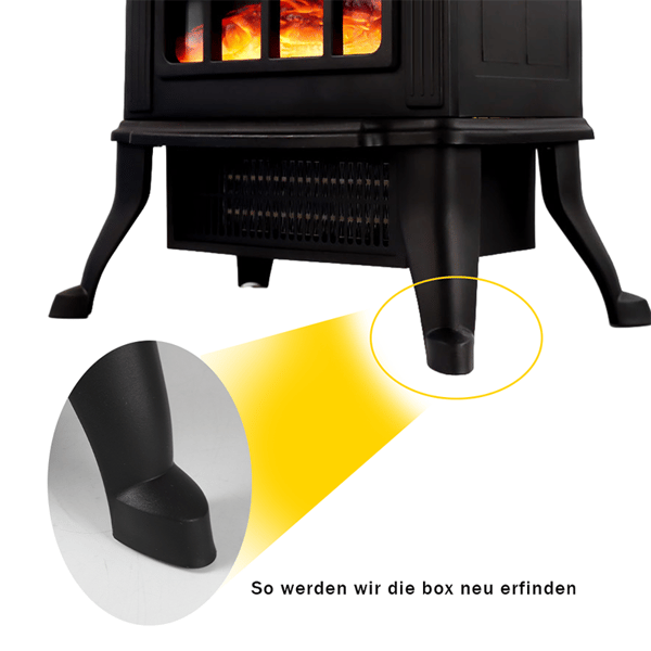 Elvärmare med elektrisk öppen spis, 3D-simulerad låga, fristående design, för inomhusbruk