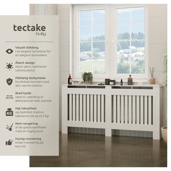 Radiatorskjuler Vila, i lameldesign, med hylde - 172,3 x 19 x 82 cm