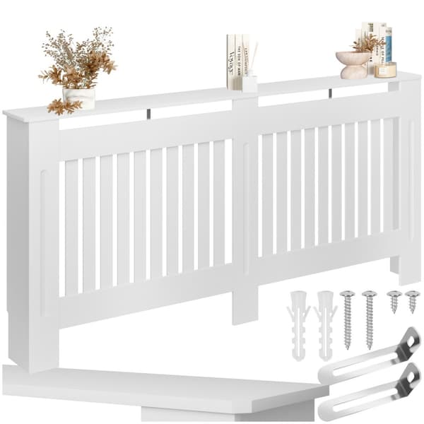 Radiatorskjuler Vila, i lameldesign, med hylde - 172,3 x 19 x 82 cm