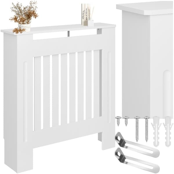 Radiatorskjuler Vila, i lameldesign, med hylde - 78 x 19 x 82 cm