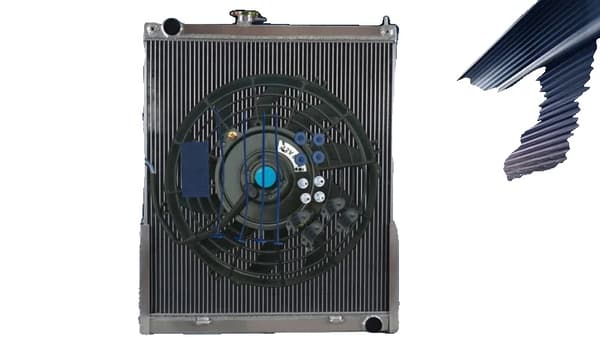 Aluminiumkøler med blæser, kerne størrelse 630mm, indgang 35mm,RADIATOR med VENTILATOR