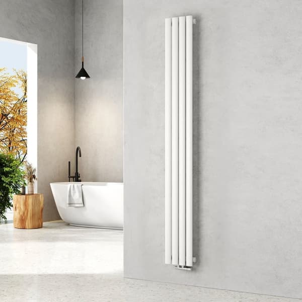 EMKE Høj Radiator 180x24cm - Smal oval, Central tilslutning, Hvid, 483W