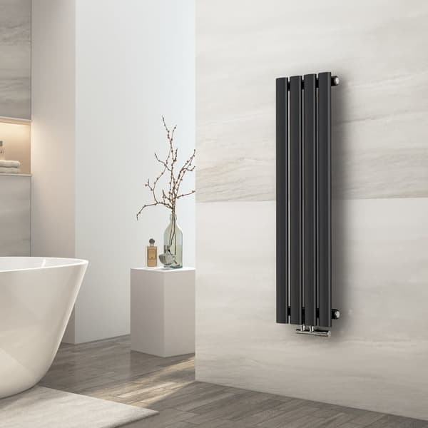 EMKE varmtvandsradiator 90x24cm - oval, central tilslutning, antracitgrå, 266W