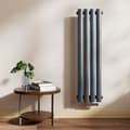 Miniatyrbillede 1 af 2: EMKE varmtvandsradiator 90x24cm - oval, central tilslutning, antracitgrå, 266W