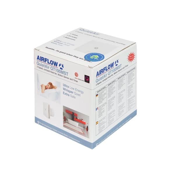 Airflow - QT100MST (9041262) - Tyst ventilator med timer och rörelsedetektor 2 hastigheter 100mm