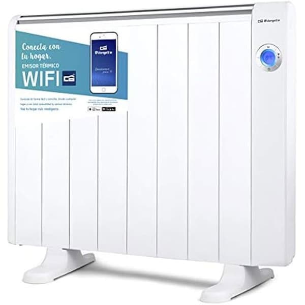 Orbegozo RRW 1500 - Wi-Fi energibesparande radiator, 1500 W, LCD digital display, programmerbar, trådlös anslutning via app Vit