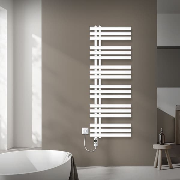 LuxeBath sähköinen kylpyhuoneen patteri Iron EM 500x1400 mm valkoinen lämmityselementti 1200W termostaatti digitaalinen näyttö, pyyhepatteri