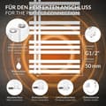 Miniatyrbild 4 av 8: LuxeBath elektrisk badrumsradiator IronEM 600x1600 mm vit + värmeelement 1200W med termostat touchkontroll, handduksradiator med värmepatron,
