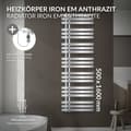 Miniatyrbild 2 av 8: LuxeBath elektrisk badrumsradiator Iron EM 500x1600 mm krom med värmeelement 1200W termostat digital display, handduksradiator med värmepatron,
