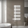 Miniatyrbild 1 av 8: LuxeBath elektrisk badrumsradiator Iron EM 500x1200 mm vit med värmeelement 900W termostat digital display, handduksradiator med värmepatron,