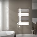 Miniatyrbild 1 av 8: LuxeBath elektrisk badrumsradiator Iron EM 600x1000 mm vit med värmeelement 300W termostat digital display, handduksradiator med värmepatron,