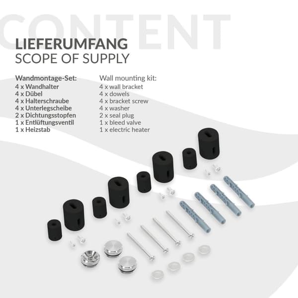 LuxeBath elektrisk badeværelsesradiator Iron EM 500x1400 mm sort med varmeelement krom 1200W termostat digitalt display, håndklæderadiator med