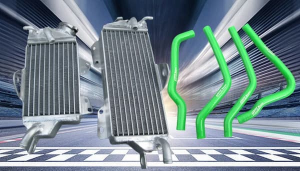 Kawasaki KX125 Radiatorsæt, Højkvalitets Aluminium, Holdbare Silikoneslanger,grøn