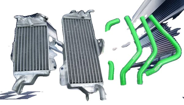 Kawasaki KX125 Radiatorsæt, Højkvalitets Aluminium, Holdbare Silikoneslanger,grøn