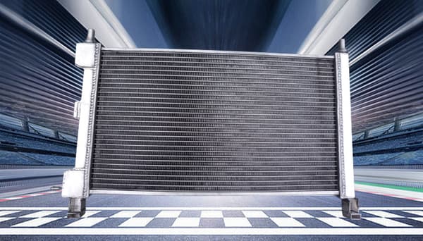 Aluminiumkøler & ventilator, kerne størrelse 515mm x 310mm, 2 rækker, indløbs/udløbs størrelse 35mm