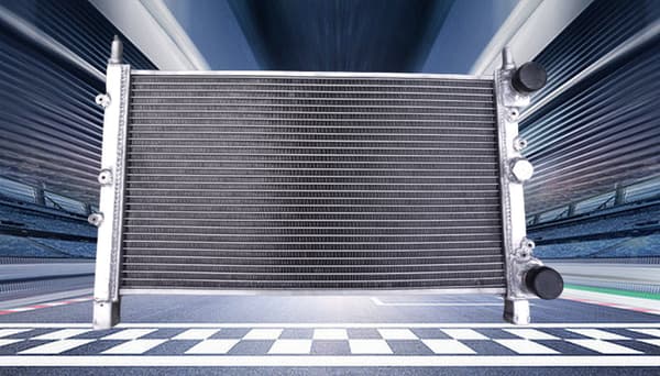 Aluminiumkøler & ventilator, kerne størrelse 515mm x 310mm, 2 rækker, indløbs/udløbs størrelse 35mm