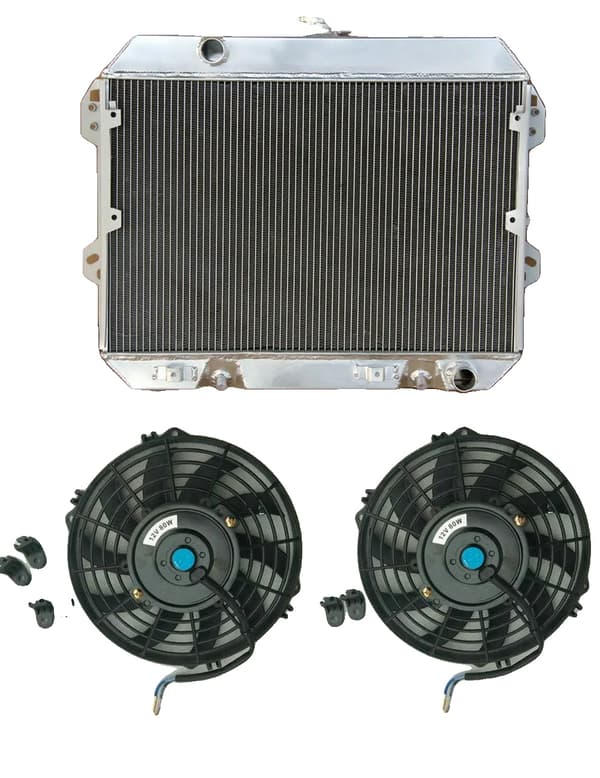 Aluminiumkøler til Nissan Datsun 280Z, 3-rækket design, inkluderer kølerlåg,Radiator Og 2 Blæser
