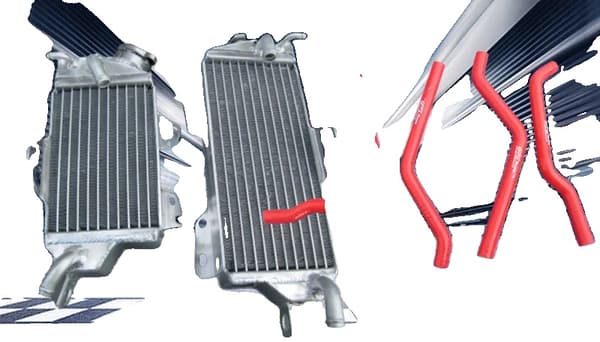Kawasaki KX125 Kylarsats, Högkvalitativ Aluminium, Hållbara Silikon Slangar,Röd