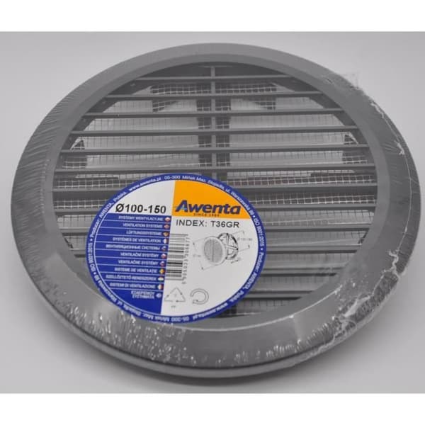 Ventilationsgaller - Awenta - Runt - 100-150 mm - Grå - Insektsskydd