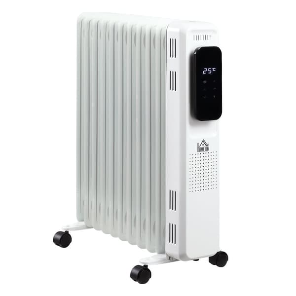 Bærbar Olie Radiator, 2290-2720W, 50.5x24x63 cm, Hvid