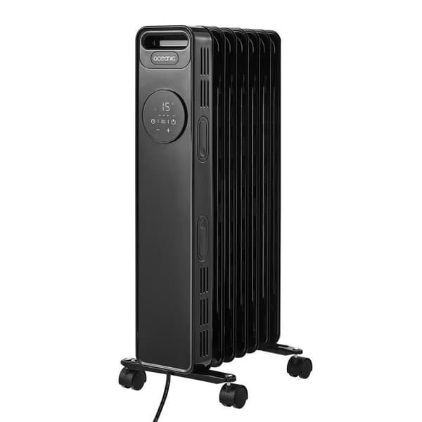 Sähköinen öljykylpylämmitin 1500W OCEANIC - 3 tehoa - Elektroninen termostaatti - Kaukosäädin - Mobiili - Musta