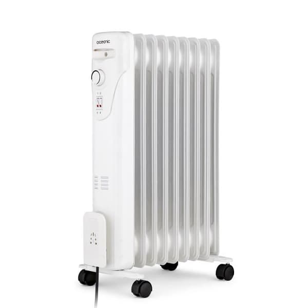 Elektrisk oliefyldt radiator - 2000 Watt - OCEANIC - 3 effekter - 9 elementer - Mobil - Hvid