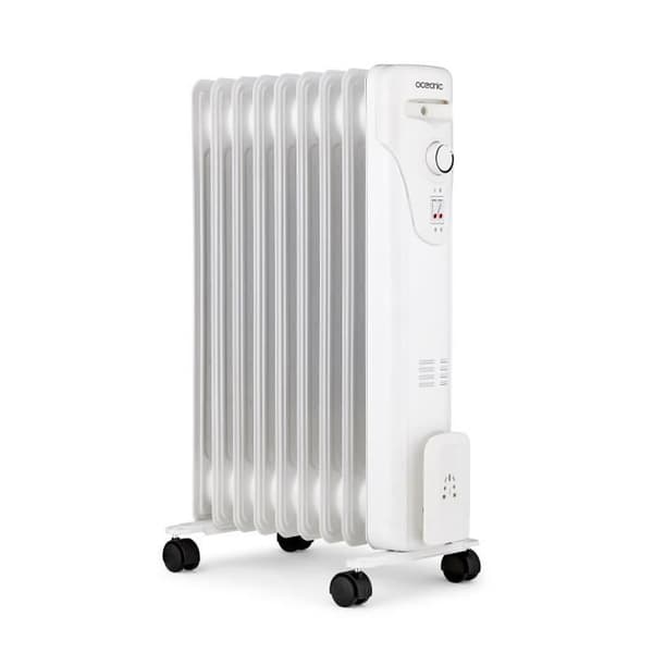 Elektrisk oliefyldt radiator - 2000 Watt - OCEANIC - 3 effekter - 9 elementer - Mobil - Hvid