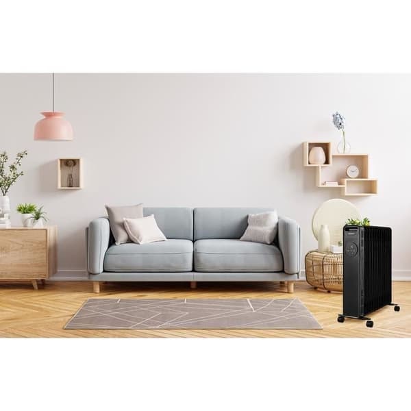 OCEANIC 2000W elektrisk oliefyldt radiator - 3 effektniveauer - Elektronisk termostat - Fjernbetjening - Mobil - Sort