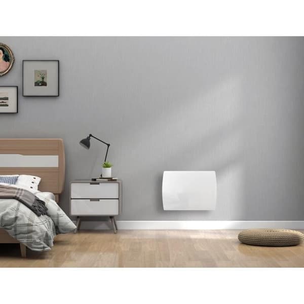 Fast elektrisk radiator med tør keramisk inerti 1000W OCEANIC Rubis - Glasfront - Hvid - NF