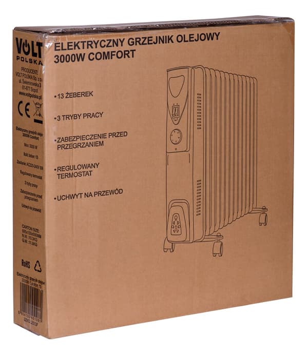 Elektrisk olievarmer 3000W Comfort 13