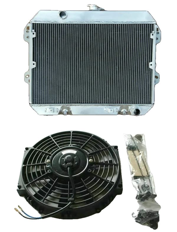 Aluminiumkylare för Nissan Datsun 280Z, 3-radig design, inkluderar kylartopp,Radiator Och 1 Fläkt