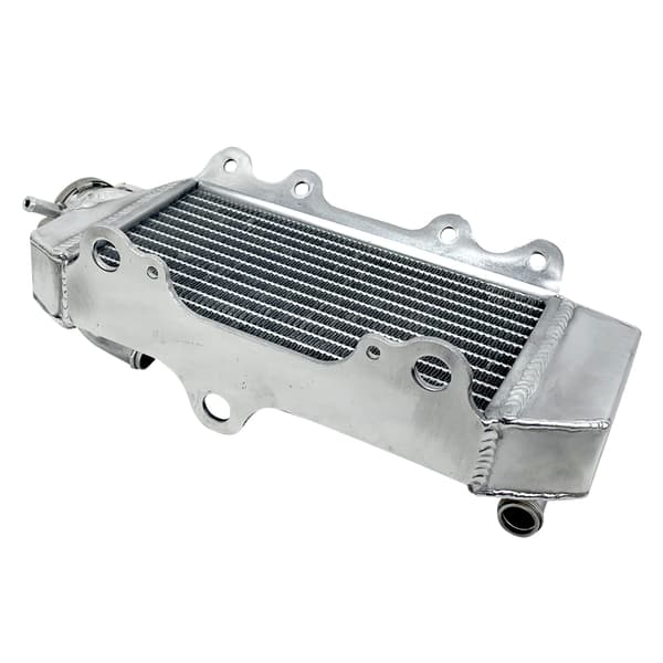 Aluminiumkøler til Yamaha YZ85, fuld aluminiumskonstruktion, vakuum-loddet kerne, TIG-svejste tanke.
