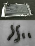 Miniatyrbild 2 av 2: Aluminiumkylare, 30% förbättrad kylning, direktpassande för Suzuki SV650,Radiator SVART Slang