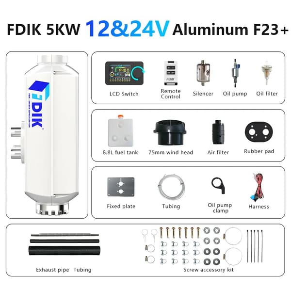 Dieselilma-pysäköintilämmitin, 5000W Teho, Bluetooth-toiminto,F23 pro
