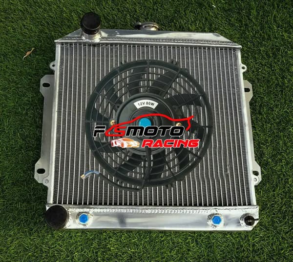 Aluminiumkylare för Toyota Celica A20, 5-radig design, förbättrad kylprestanda,Radiator och 1 fläkt